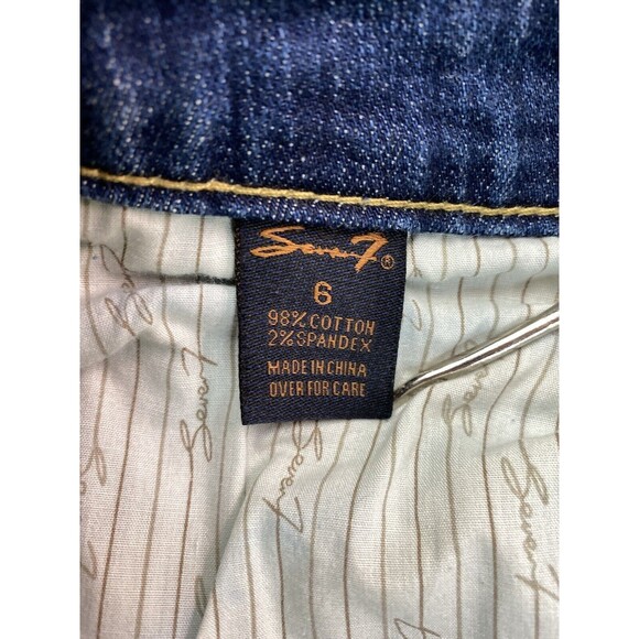 SEVEN 7 Capri Womens Size 6 Dark Wash Embroider Flap Pockets Blue Denim Jeans - Picture 12 of 13